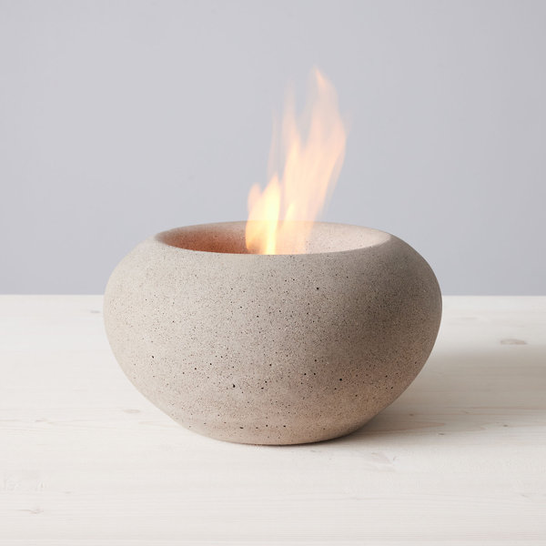 TerraFlame Stone Concrete Table Top Gel Fuel Fire Bowl Indoor and
